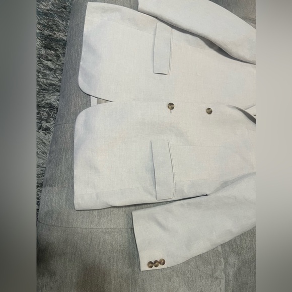 Perry Ellis PVL Texture 2Pcs Suit Jacket/Pants In Natural Linen Size 44R & 34/29 - Picture 7 of 16